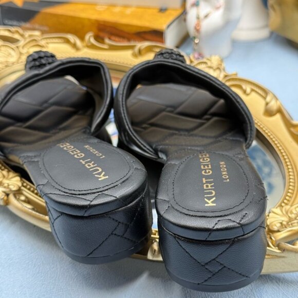 🆕 KURT GEIGER LONDON 🧿 NWOB Black Kensington Quilted Block Heel Sandal, Sz37 7 - Picture 12 of 15